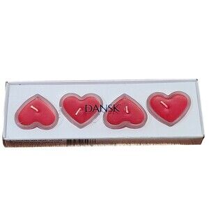 DANSK INTERNATIONAL DESIGNS Votive MINI Red HEART Candles SET of 4
